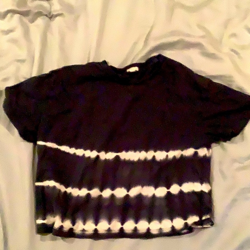 This navy blue and white cropped shirt is a good deal